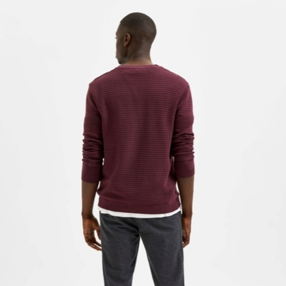 Selected Homme Men “Masei” Knit Crew Neck in Maroon Burgundy color size L - Picture 6 of 17